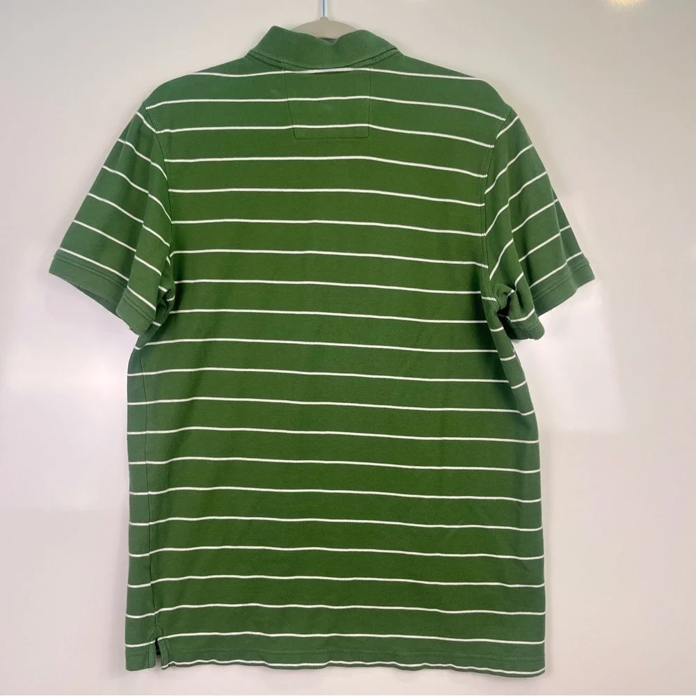 2/$30 Banana Republic Elephant Green Striped Polo Shirt for Men